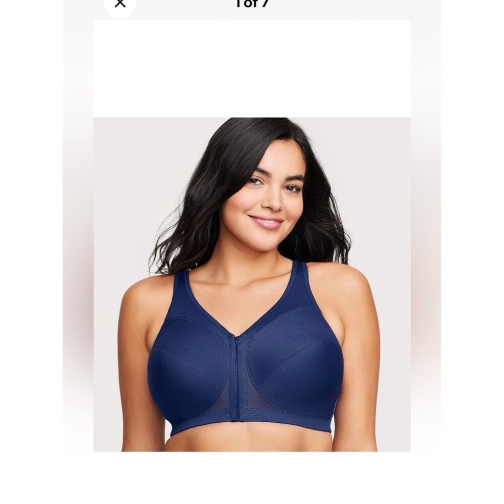Lot of 2 Glamorise Navy Blue Wireless Magic Lift, Posture, Front Close Bras 44DD